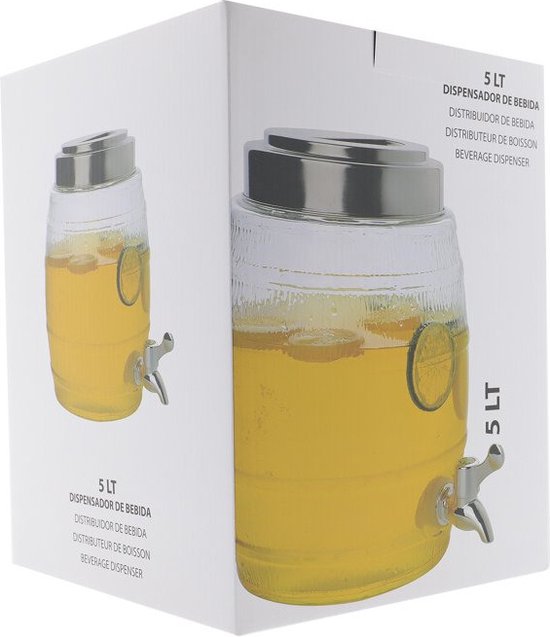 Distributeur de boissons 5 litres en verre et inox avec robinet + 18  glaçons réutilisables | bol.com