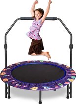 Mini-trampoline, diameter 92 cm, trampoline voor kinderen, met opvouwbare bungee-rebounder, springtrampoline met verstelbare handgreep en veiligheidskussen, trampoline voor binnen en buiten, voor jongens en meisjes vanaf 2 tot 4 jaar