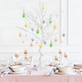 Paas Boom Luxe 80 cm witte paashaken en takken, decoratieve boom, paasboom, grote kunstbomen, wensboom, bruiloft, decoratieve boom, voor binnen en buiten, vloer, verloving, Kerstmis, verjaardagsfeest Wit