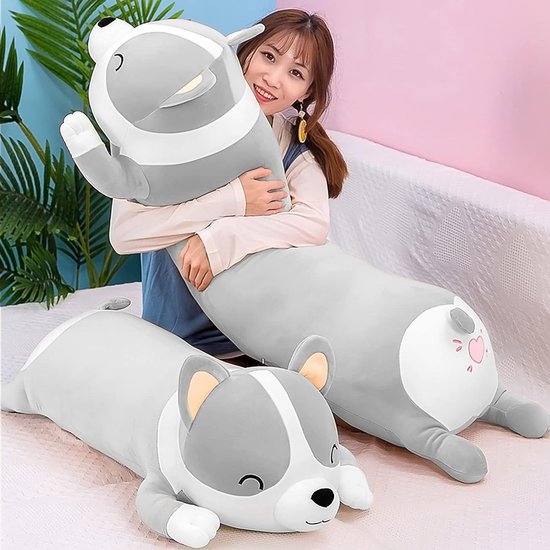 SNOWOLF Opgevuld Axolotl lang kussen, pluche dier, speelgoed, zacht Kawaii knuffeldier, speelgoed, schattige omarmingskussen voor kinderen (110 cm, blauw