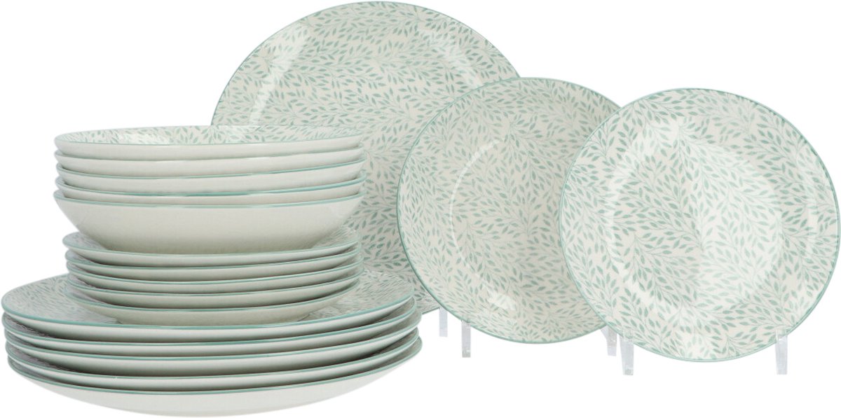 4goodz Jasmijn Groen 18-delig Servies Porselein 6 Persoons