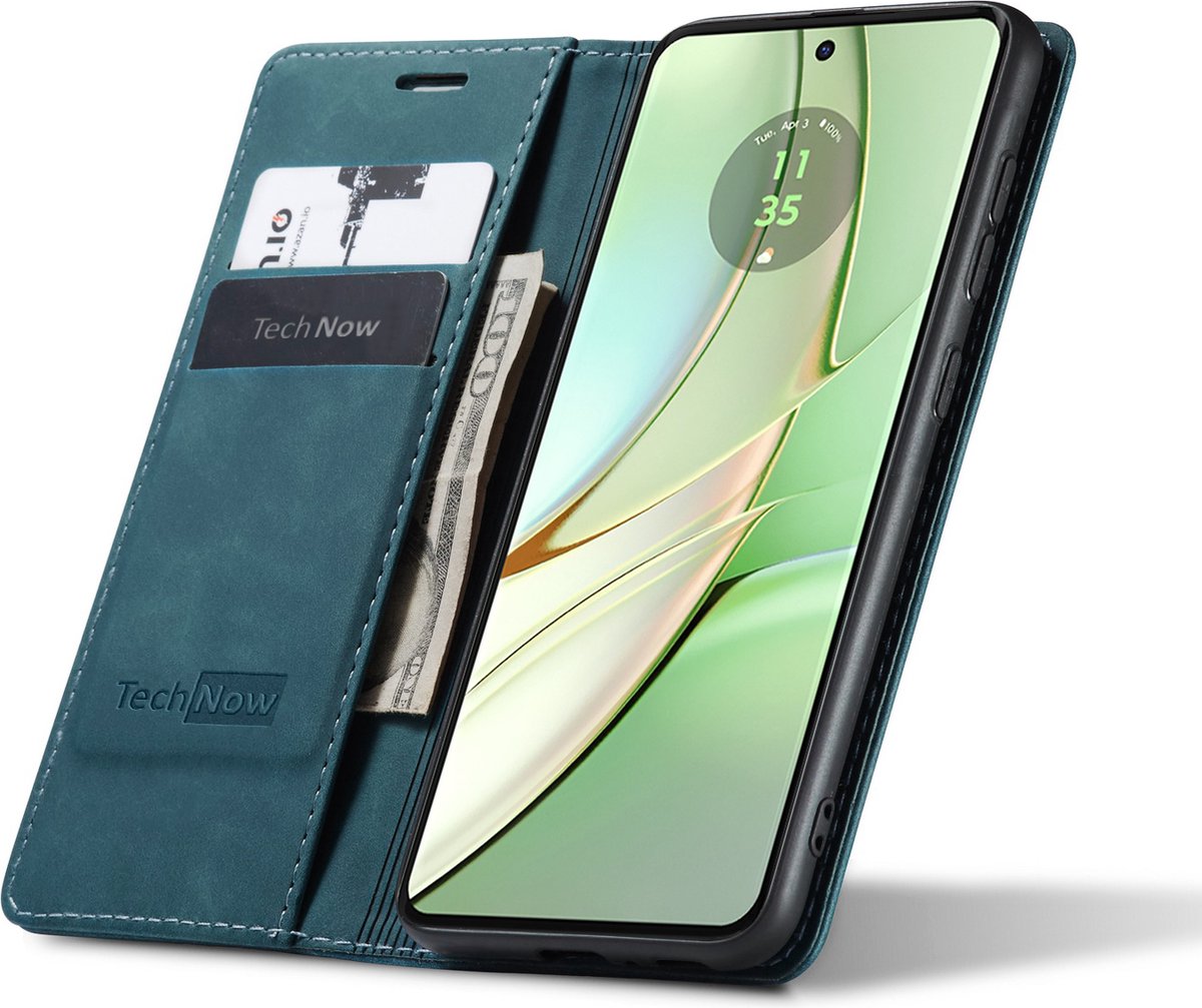 Motorola Moto Edge 40 Hoesje - Book Case Leer Slimline Blauw
