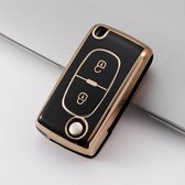 Étui pour clé de voiture Peugeot Étui pour clé en TPU durable - Étui pour clé de voiture - Convient pour Peugeot - noir-or - D2 - Accessoires de vêtements pour bébé de voiture gadgets
