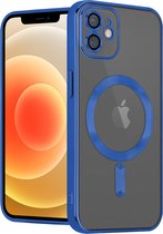 Coverzs telefoonhoesje geschikt voor Apple iPhone 12 Magneet hoesje met camera cover - magnetisch hoesje - blauw