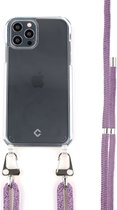 Coverzs Transparant case met paars koord geschikt voor Apple iPhone 11 Pro Max - Telefoonhoesje met koord - Backcover hoesje met koord