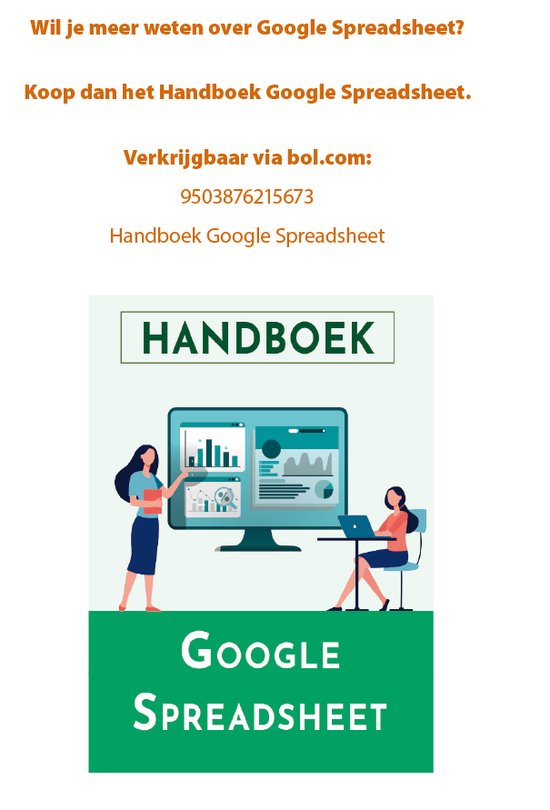 Handboek Google Spreadsheet met twee vrouwen die grafieken bekijken op een computerscherm. Advertentie voor bol.com.