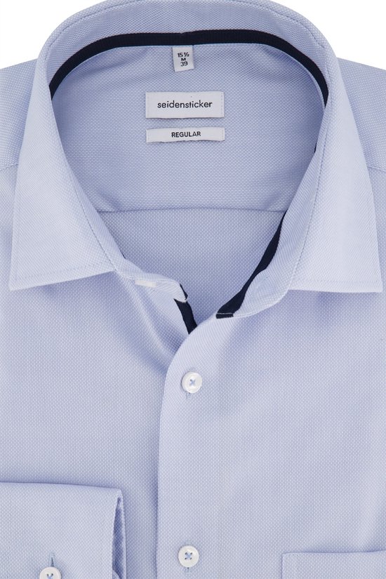 Seidensticker regular fit overhemd - structuur - lichtblauw (contrast) - Strijkvrij - Boordmaat: 44