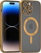 Coverzs telefoonhoesje geschikt voor Apple iPhone 13 Pro Magneet hoesje met camera cover - magnetisch hoesje - goud