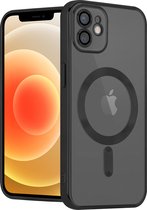 Coverzs telefoonhoesje geschikt voor Apple iPhone 12 Magneet hoesje met camera cover - magnetisch hoesje - zwart