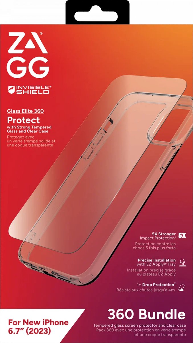 Geschikt voor ZAGG Apple iPhone 15 Plus InvisibleShield 360 Bundel Full Protection