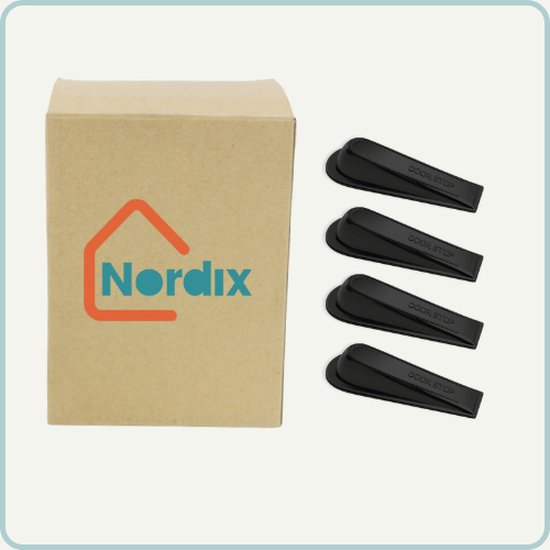Nordix Deurklem - Deurstopper - 4-delig - Binnen - Zwart - Deurvastzetter - Deurklemmer - Deurstop - Deurwig - Nordix