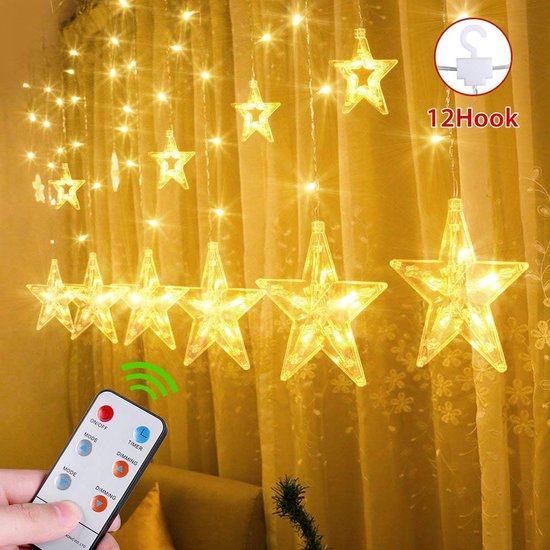 Guirlande lumineuse LED 12 étoiles décoration fête rideau lumineux  intérieur extérieur étanche