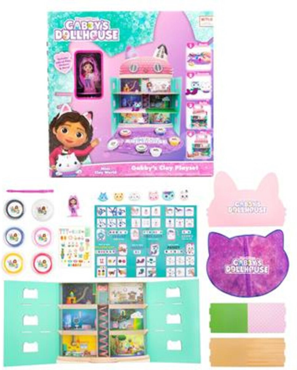 Gabby et la maison magique - Gabby's Dollhouse - Maison de Poupée  Interactive Avec 2 Figurines + 15 Accessoires - Reproduis Les 46