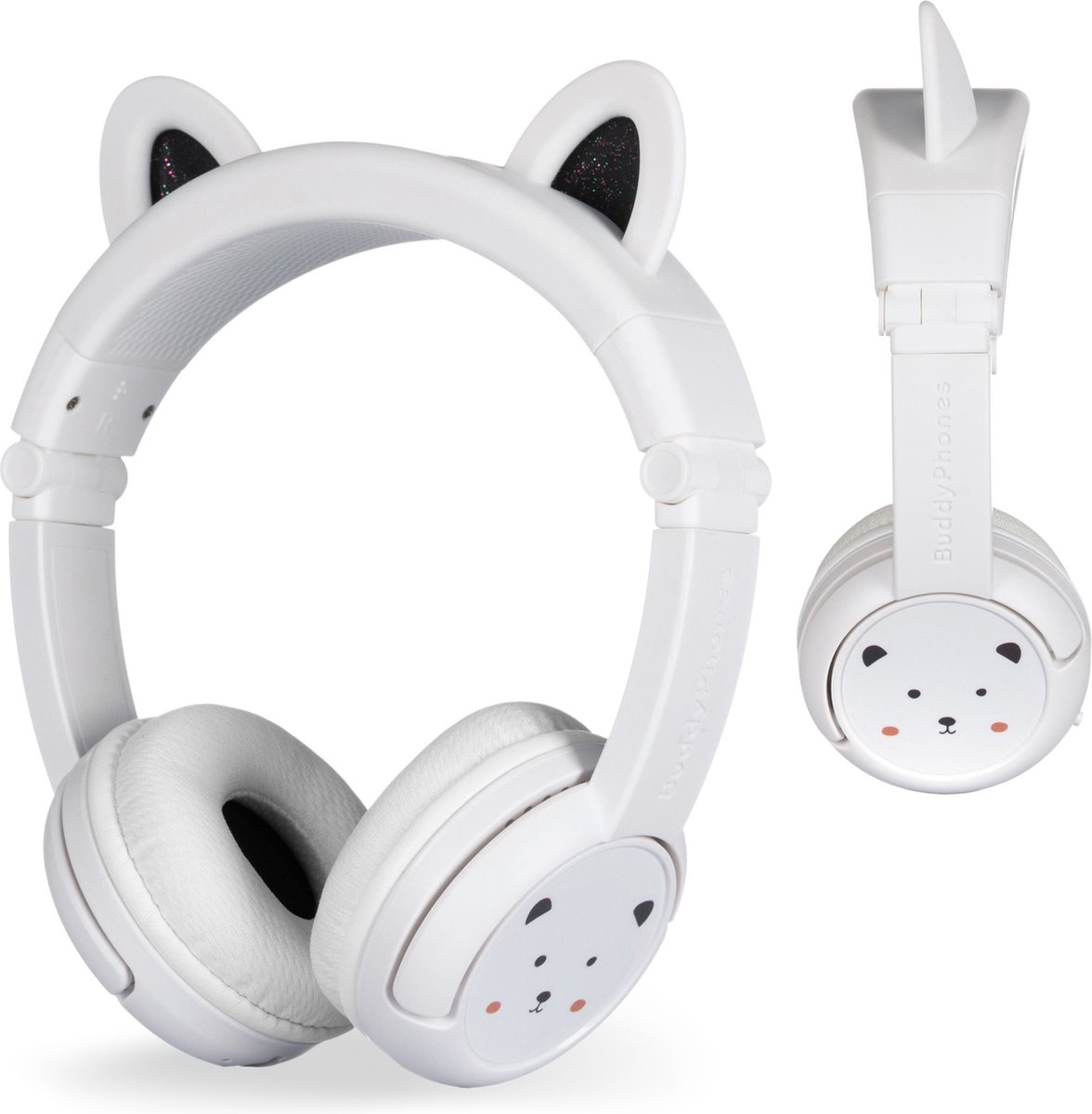 BuddyPhones PlayEars kinder Koptelefoon Draadloos – Koptelefoon kinderen geluidsdempend – Gehoorbescherming kinderen – 75/85/94 dB – 24 uur batterijduur - Pandabeer oortjes