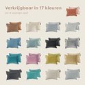 Collage met verschillende kleuren en stoffen kussens van Pleafs.