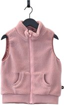 Ducksday - fleece bodywarmer voor kinderen - teddy sherpa - unisex - donker oudroze - lichtroze - maat 98/104