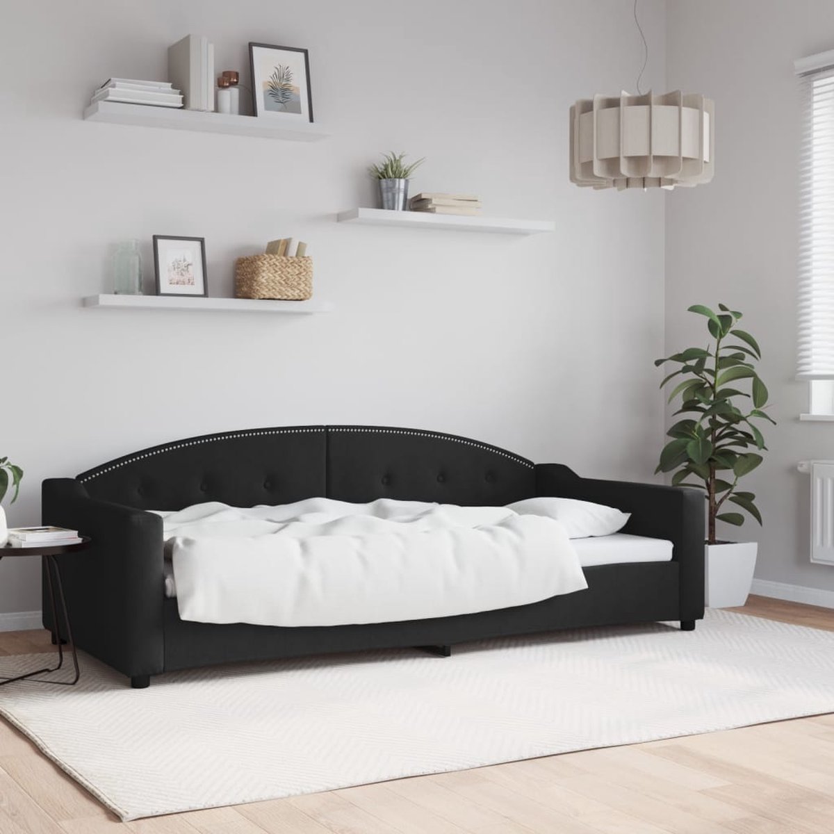 vidaXL Slaapbank - 90x200 - cm - stof - zwart