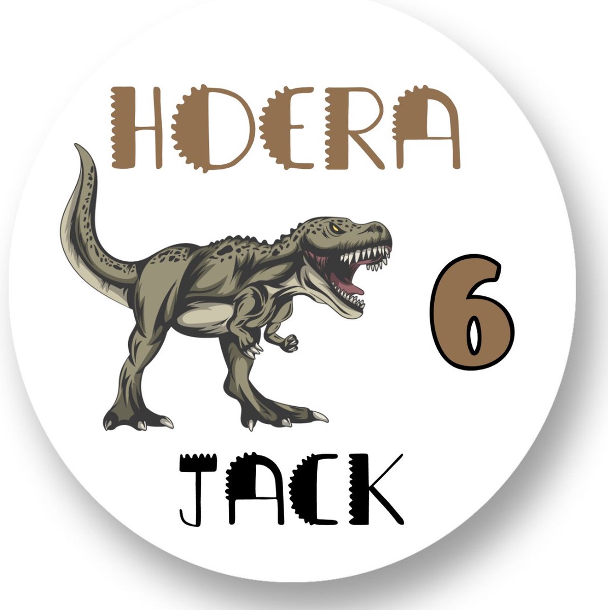 20x Dinosaurus Stickers met Naam en Leeftijd - Verjaardag Jongens - Dino - Traktatiestickers met naam - Gepersonaliseerd - Sluitstickers - Kinderfeest Traktatie - Uitdelen - Uitdeeltraktatie - Wensetiket - Rond - 40mm - Glossy sticker