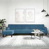 The Living Store L-vormige slaapbank - blauw fluweel - 260x140x70cm - multifunctioneel