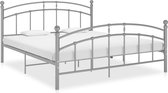 The Living Store Metalen Bedframe - Grijs - 208x186x99.5 cm - Geschikt voor 180x200 cm Matras - Inclusief Lattenbodem