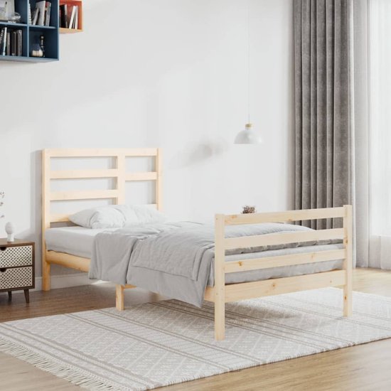 vidaXL Bedframe extra lang zonder matras massief hout wit 160x220 cm, bed, 2-persoonsbed slaapkamermeubel, houten bed, tweepersoonsbed
