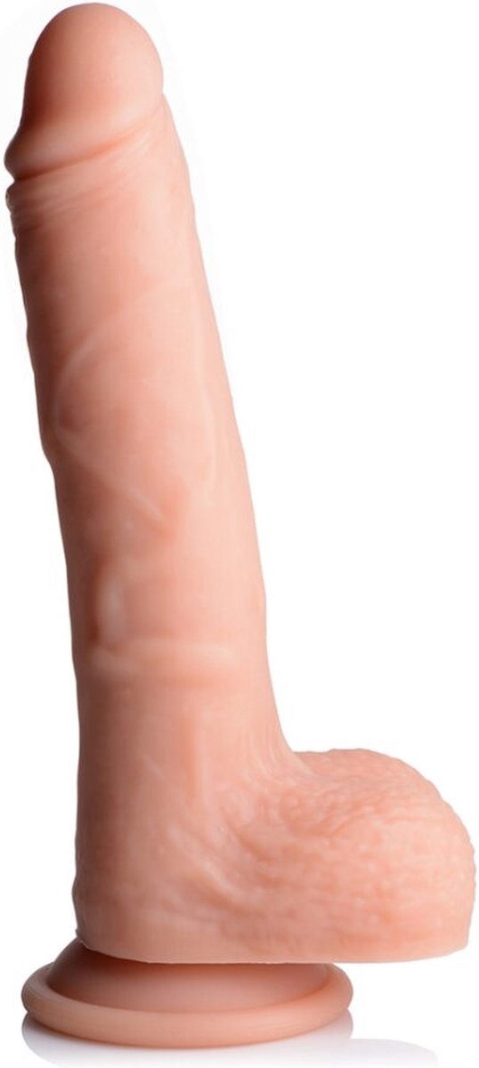 Goedkoopste Curve Toys Draaiende en Vibrerende Vloeibare Siliconen Dildo met Ballen - 23 cm flesh