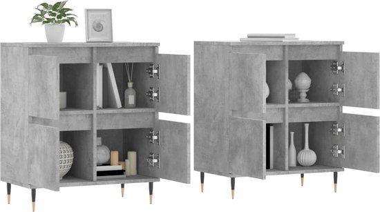 vidaXL Commodes 2 pcs Bois d'ingénierie Béton Gris
