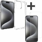 Coque iMoshion iPhone 15 Pro Max transparente avec protecteur d'écran en Glas trempé - Coque antichoc iMoshion - Protecteur d'écran en Tempered Glass iMoshion