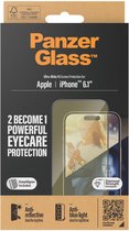 PanzerGlass - Screenprotector geschikt voor Apple iPhone 15 Glazen | PanzerGlass Ultra-Wide Fit Screenprotector Anti-Glare - Case Friendly + Installatie Frame