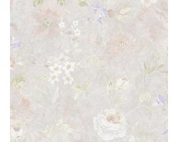 BLOEMEN BEHANG | Landhuis stijl - Meerkleurig Grijs - A.S. Création Natural Living D`eco