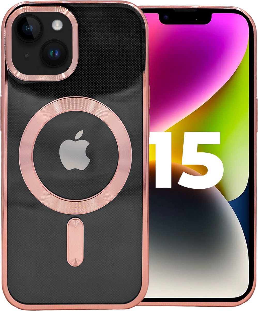 ShieldCase hoesje geschikt voor iPhone 15 hoesje roze - Magneet compatible - Hoesje met camerabescherming - Roze hoesje geschikt voor iPhone 15 hoesje magneet roze - Shockproof backcover hoesje