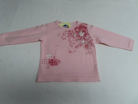 T-Shirt met lange mouw - Meisje - Rose - Bloem - 12 maand 80