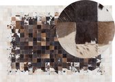 OKCULU - Patchwork vloerkleed - Bruin - 140 x 200 cm - Koeienhuid leer