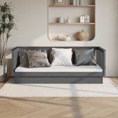 The Living Store Slaapbank Massief grenen 207.5x87x76 cm - Veelzijdig bed - stabiel frame - 3-zijdig bedhek - Grijs