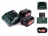 Kit de base Metabo 2x batterie Li Power 18 V 0 Ah CAS batterie Li-Ion (2x 625591000) + chargeur ASC 55 (627044000)