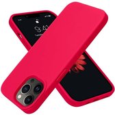 Mobiq - Liquid Siliconen Hoesje iPhone 15 Pro - rood