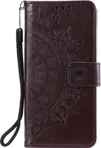 Shop4 - Geschikt voor Samsung Galaxy S20 Hoesje - Wallet Case Mandala Patroon Donker Bruin