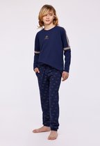 Woody Studio pyjama jongens/heren - donkerblauw - mammoet - 232-12-QRL-Z/826 - maat 140
