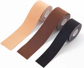 Fashion Tape inclusief tepelcovers - Zwart - 5 meter rol van 75 millimeter breed - Boob tape