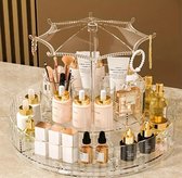 Organisateur De Maquillage -Boîte De Rangement Cosmétique Rotatif Transparent Cylindre De Stockage Cosmétique Coiffeuse Dessus De Table Grande Capacité Bouche Rouge Support De Rangement Pour Fard À Paupières