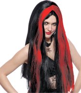 Halloween - Perruques de sorcière longues noir / rouge