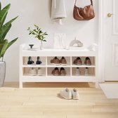 The Living Store Halbank Rustic Pine - Opbergbank - 110x40x60 cm - Wit