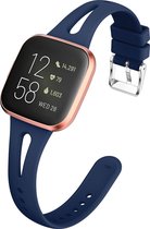 Shop4 - Geschikt voor Fitbit Versa 2 Bandje - Siliconen Dun Gespleten Donker Blauw