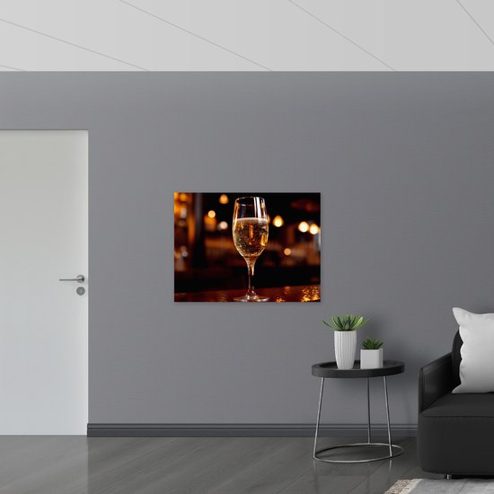 Poster Glanzend – Champagne - Alcohol - Bubbels - Drinken - 100x75 cm Foto op Posterpapier met Glanzende Afwerking