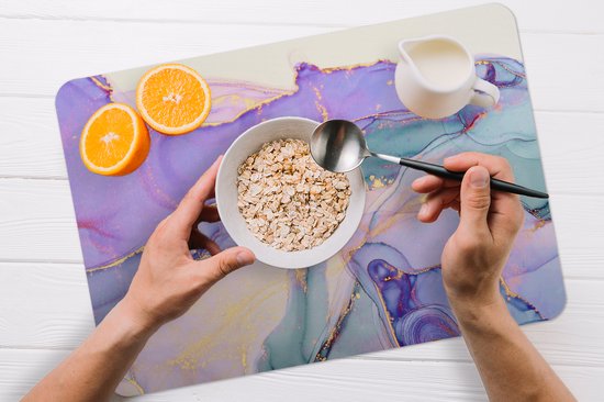 Napperons de table - Marbre - Violet - Goud - Sets de table pads - 45x30 cm - 6 pièces