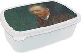 Broodtrommel Wit - Lunchbox - Brooddoos - Kunst - Van Gogh - Oude meesters - Zelfportret - 18x12x6 cm - Volwassenen