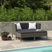 The Living Store Loungeset - PE-rattan - Modulair - 4-delig - Grijs - Antraciet