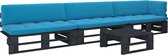 The Living Store Pallet loungeset - Hout - 110x65x55 cm - Blauwe kussens
