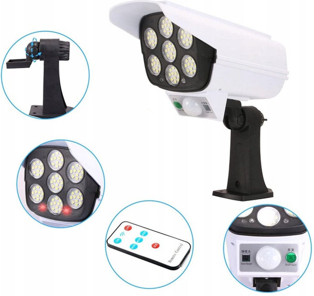 Fausse Caméra De Sécurité Solaire Avec 77 LEDs Et Détecteur De Mouvement – Extérieur, Sans Fil