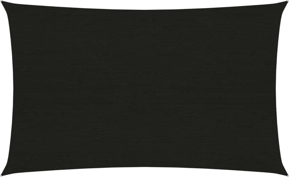 Zwarte HDPE zonnezeil van The Living Store, 160 g/m², 2x4 m, ideaal voor schaduw buitenshuis.